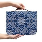 Blue And White Bohemian Mandala Print Leather Bible Cover