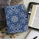 Blue And White Bohemian Mandala Print Leather Bible Cover