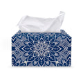Blue And White Bohemian Mandala Print Leather Tissue Box Cover