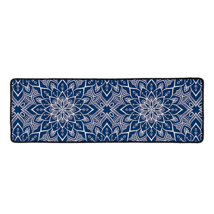 Blue And White Bohemian Mandala Print Long Kitchen Mat