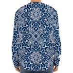 Blue And White Bohemian Mandala Print Long Sleeve Baseball Jersey