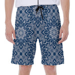 Blue And White Bohemian Mandala Print Men's Beach Shorts