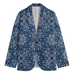 Blue And White Bohemian Mandala Print Men's Blazer