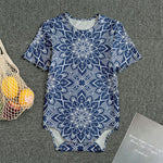Blue And White Bohemian Mandala Print Men's Bodysuit