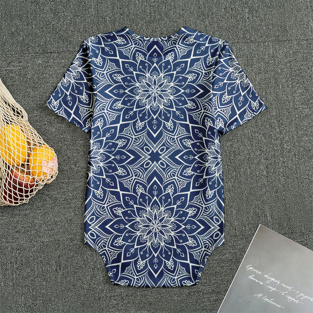 Blue And White Bohemian Mandala Print Men's Bodysuit