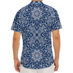 Blue And White Bohemian Mandala Print Men's Deep V-Neck Shirt