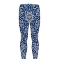 Blue And White Bohemian Mandala Print Men's Leggings