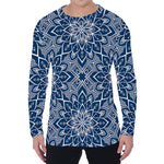 Blue And White Bohemian Mandala Print Men's Long Sleeve T-Shirt