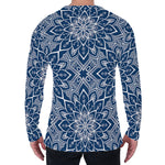 Blue And White Bohemian Mandala Print Men's Long Sleeve T-Shirt
