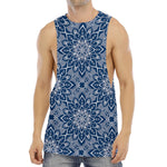 Blue And White Bohemian Mandala Print Men's Muscle Tank Top