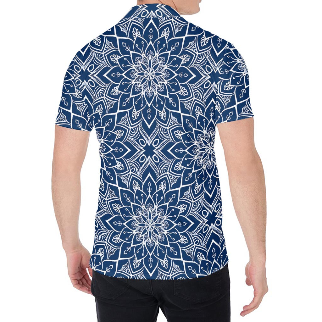 Blue And White Bohemian Mandala Print Men's Shirt