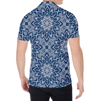 Blue And White Bohemian Mandala Print Men's Shirt