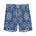 Blue And White Bohemian Mandala Print Men's Athletic Shorts