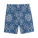 Blue And White Bohemian Mandala Print Men's Sports Shorts
