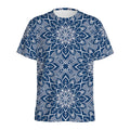 Blue And White Bohemian Mandala Print Men's Athletic T-Shirt