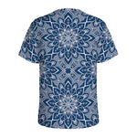 Blue And White Bohemian Mandala Print Men's Sports T-Shirt