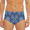 Blue And White Bohemian Mandala Print Men's Triangle Swim Briefs