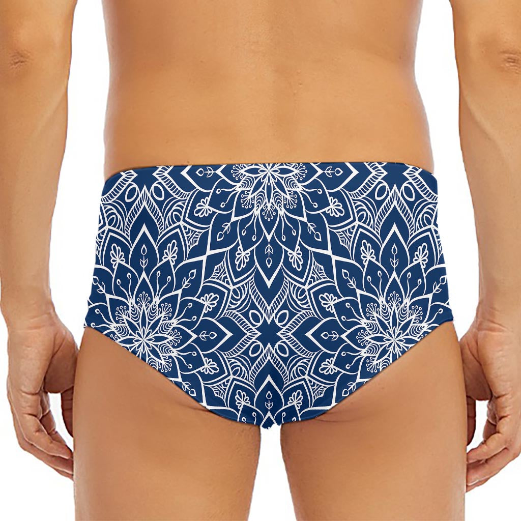 Blue And White Bohemian Mandala Print Men's Triangle Swim Briefs