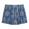Blue And White Bohemian Mandala Print Mesh Shorts