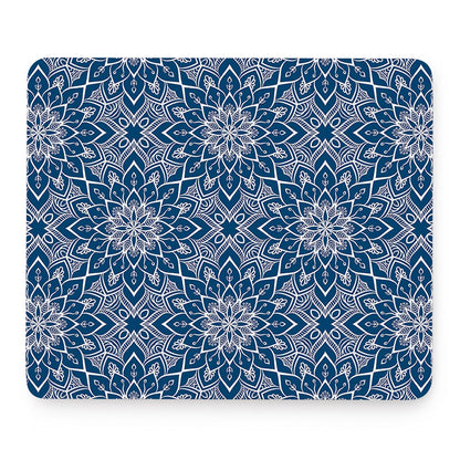 Blue And White Bohemian Mandala Print Mouse Pad