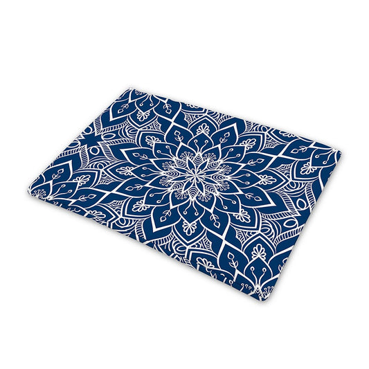 Blue And White Bohemian Mandala Print Pet Cooling Mat Cover