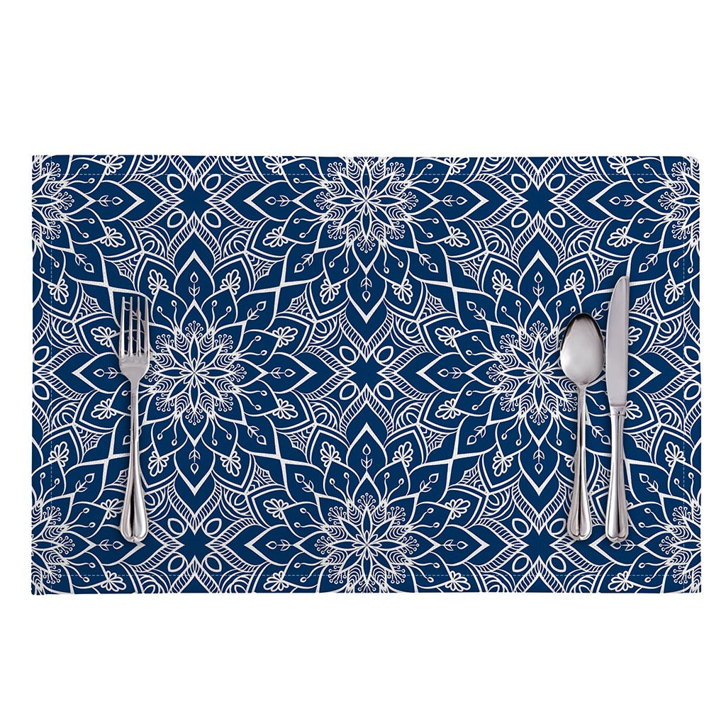 Blue And White Bohemian Mandala Print Placemat