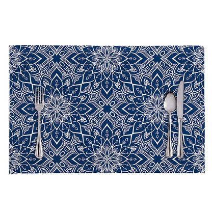 Blue And White Bohemian Mandala Print Placemat