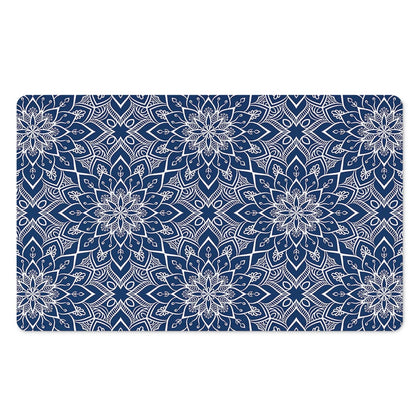 Blue And White Bohemian Mandala Print Polyester Doormat