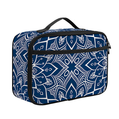 Blue And White Bohemian Mandala Print Portable Lunch Bag