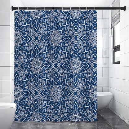 Blue And White Bohemian Mandala Print Premium Shower Curtain