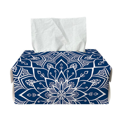 Blue And White Bohemian Mandala Print Rectangle Tissue Box Cover
