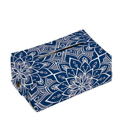Blue And White Bohemian Mandala Print Rectangle Tissue Box Cover