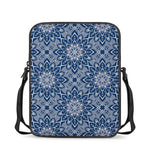 Blue And White Bohemian Mandala Print Rectangular Crossbody Bag