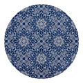 Blue And White Bohemian Mandala Print Round Blanket