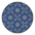 Blue And White Bohemian Mandala Print Round Floor Mat