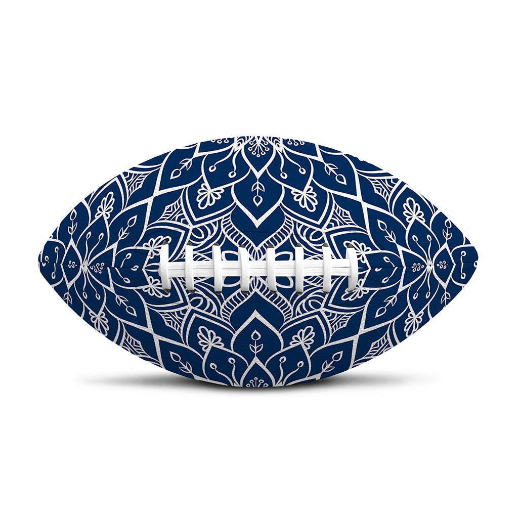 Blue And White Bohemian Mandala Print Rugby Ball