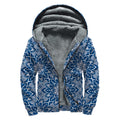 Blue And White Bohemian Mandala Print Sherpa Lined Zip Up Hoodie