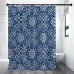 Blue And White Bohemian Mandala Print Shower Curtain