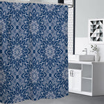 Blue And White Bohemian Mandala Print Shower Curtain