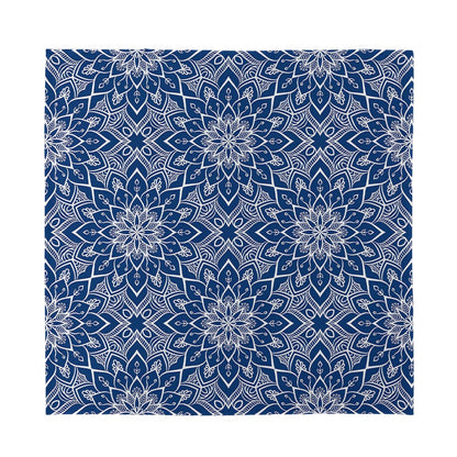 Blue And White Bohemian Mandala Print Silk Bandana