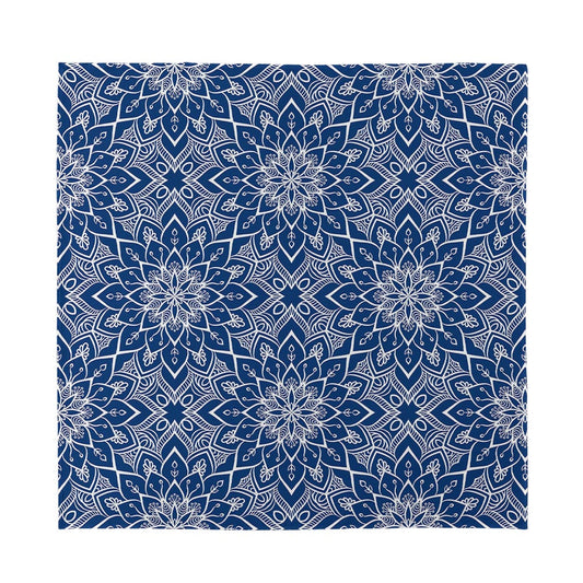 Blue And White Bohemian Mandala Print Silk Bandana