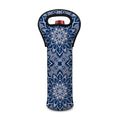 Blue And White Bohemian Mandala Print Single Neoprene Wine Tote