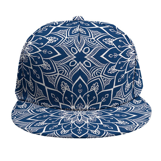 Blue And White Bohemian Mandala Print Snapback Cap