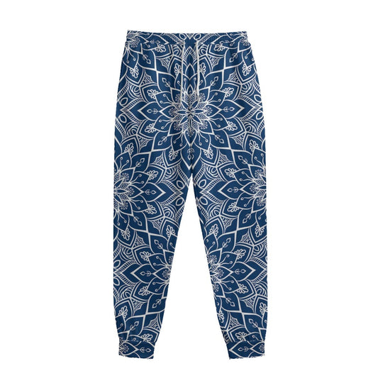 Blue And White Bohemian Mandala Print Sweatpants