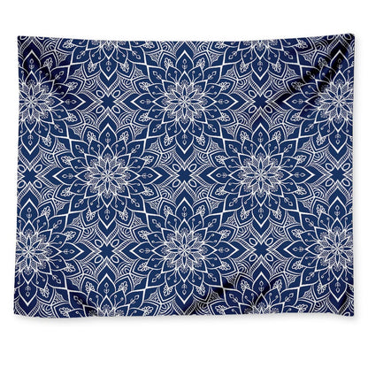 Blue And White Bohemian Mandala Print Tapestry