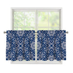 Blue And White Bohemian Mandala Print Tier Curtains