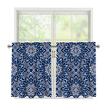 Blue And White Bohemian Mandala Print Tier Curtains
