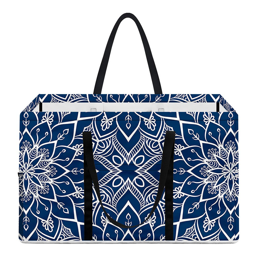 Blue And White Bohemian Mandala Print Utility Tote Bag