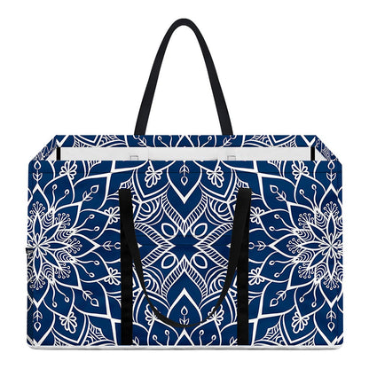 Blue And White Bohemian Mandala Print Utility Tote Bag