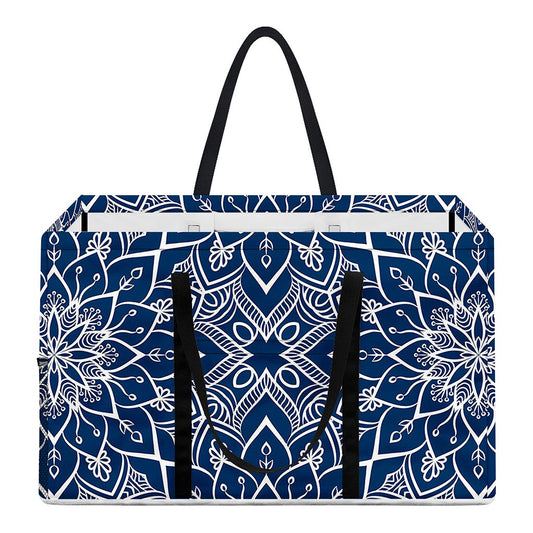 Blue And White Bohemian Mandala Print Utility Tote Bag